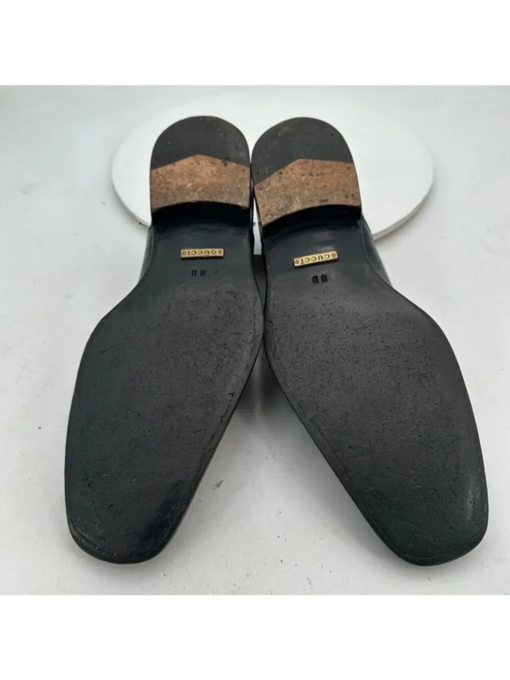 Gucci Men Size UK 8D US 8.5 Black Leather Plain Toe Derby Dress Shoes